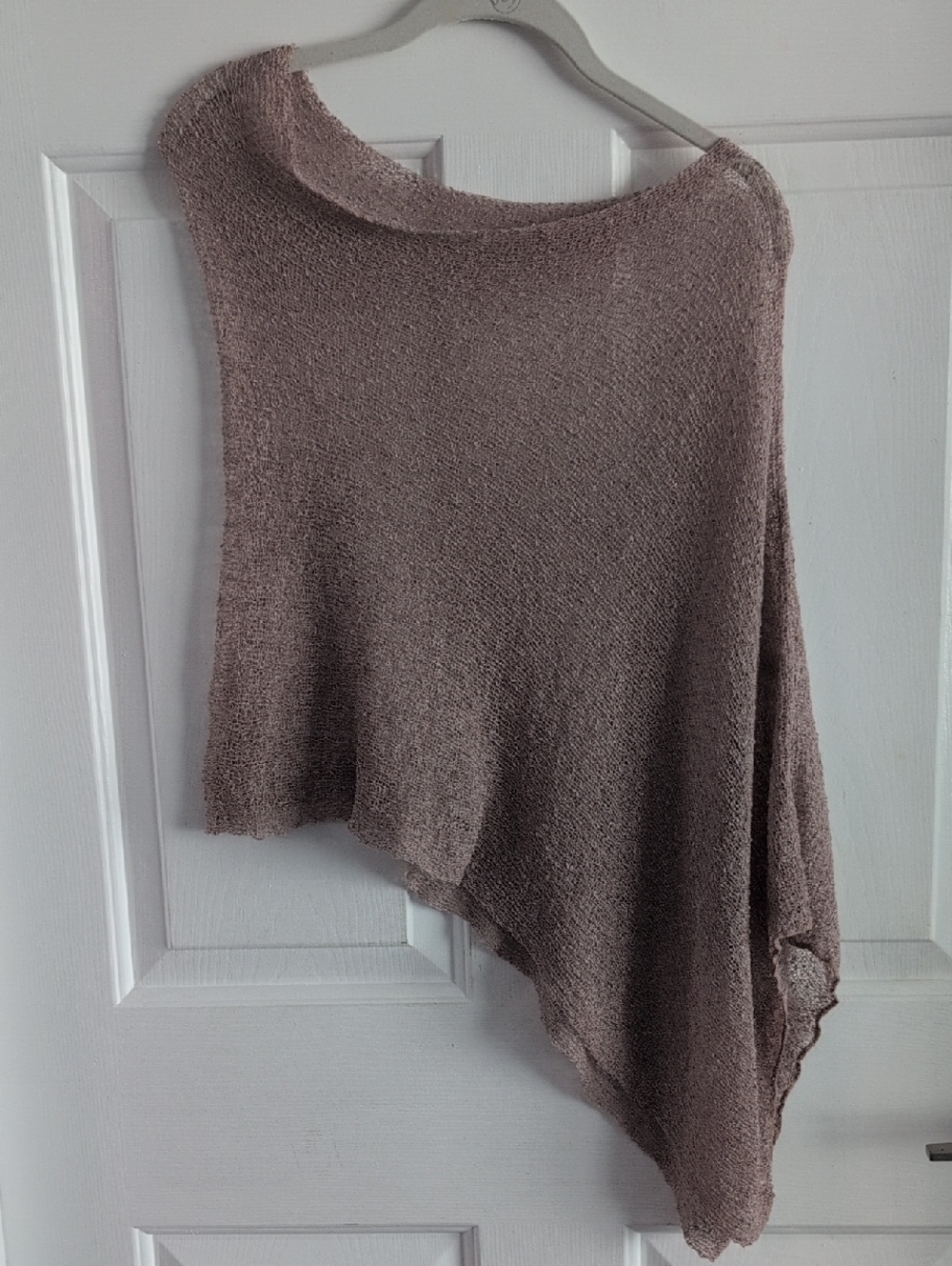 Asymmetric Taupe Knit Shrug Shawl  Poncho - Women One Size Boho Summer - Picture 5 of 12